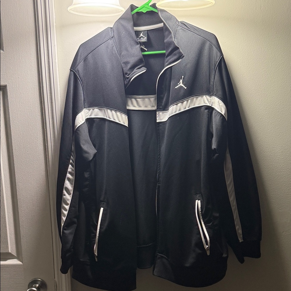 Jordan Men's Black Performance Jacket with White Stripes